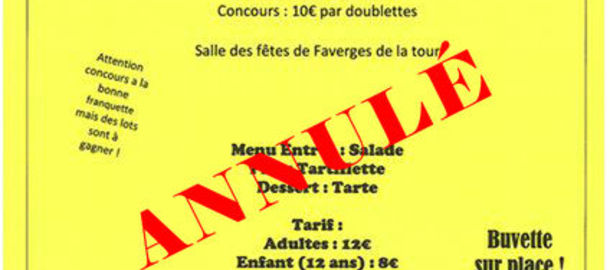 GENERATION FAVERGEOISE CONCOURS DE COINCHE ET REPAS - ANNUL