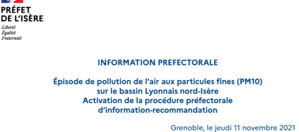 Episode de pollution de l'air : activation du niveau information-recommandation