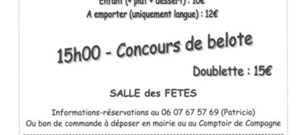 HONNEUR A NOS AINES Repas et concours de belote