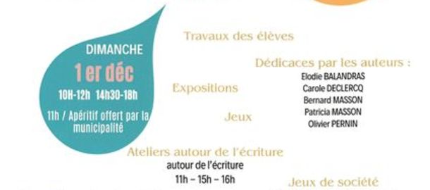 Fte du livre samedi 30 novembre et dimanche 1er dcembre