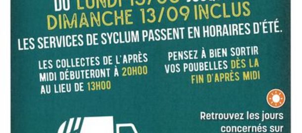 SYCLUM CHANGEMENT D'HORAIRES des collectes