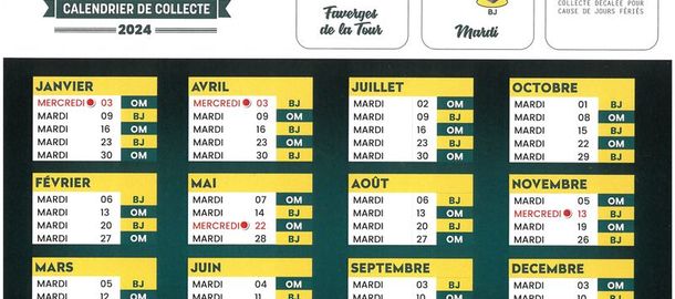 Calendrier des collectes 2024